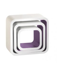 Set 3 estantes cubo blanco-violeta
