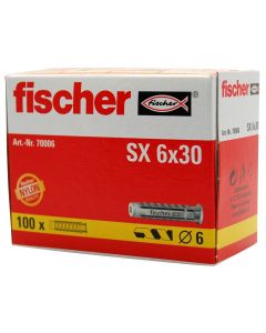 Taco nylon pared maciza Fischer SX 6x30 Caja 100 unidades