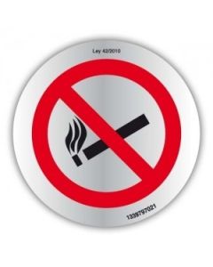 Señal prohibido fumar acero 7 cm