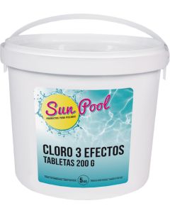 Cloro 3 efectos Sun pool T-200 Gr Quimicamp 5 Kg