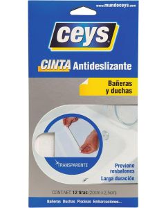 Ceys Cinta antideslizante bañeras 12 Tiras 20cm-x2,5 Cm