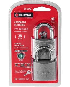Hermex Candados de hierro con gancho corto 38 mm - 2 Unidades