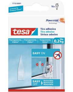 Tesa Tiras adhesivas Powerstrips Transparente hasta 0,2 kg 16 tiras