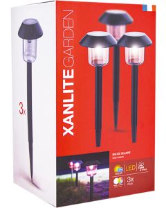 Xanlite Baliza solar LED IP44 RGB 3 Unidades