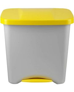 Cubo basura pedal ecológico Gris con tapa amarilla Denox 50 Lt