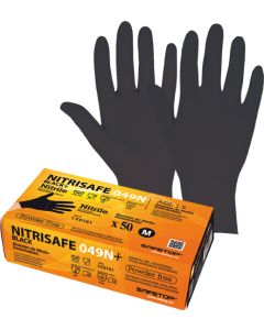 Safetop Guante desechable nitrilo sin polvo 049N+ Negro (Caja 100 Unidades) Talla 7